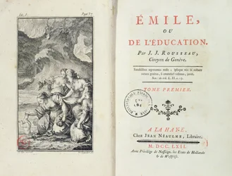 Frontispício de Emile por Jean-Jacques Rousseau, 1762