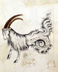 Sloane 3983, f.3v O signo zodiacal Capricórnio (vellum)
