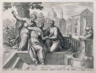 Susanna and the Elders, de uma série ilustrando cenas da Bíblia, pub. por Claes Jansz Visscher (c.1550-c.1612) c.1590