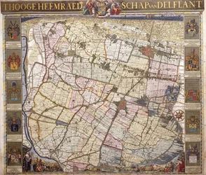 Mapa de parede de Delftland, 1712
