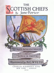 Design da página de rosto, de The Scottish Chiefs publicado por Charles Schribner