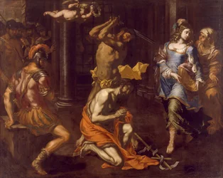 A decapitação de São João Baptista por Niccolo de Simone (activo 1636-1655), óleo sobre tela