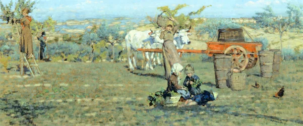 Nos campos, ca 1891, de Niccolo Cannicci (1846-1906). Óleo sobre tela, 41,5x90,5 cm.