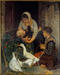 Pintura Maternal Joy de Niccolo Cannici (1846-1906)