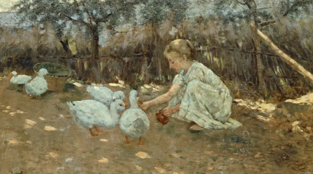 O pequeno rebanho de ganso, cerca de 1892, de Niccolo Cannicci (1846-1906), óleo sobre tela, 40,5x70,5 cm.