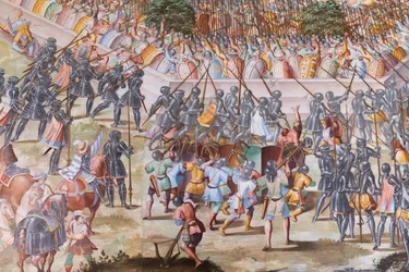 Detalhe de afresco no Salão de Batalhas da Batalha de 1431 de La Higueruela
