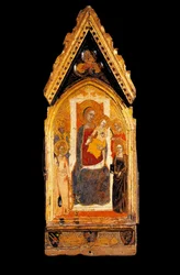 Virgem e Criança e Santos Pintura em madeira de Niccolo di Tommaso (conhecida entre 1343 e 1367) Assis do século XIV, Museo del Tesoro della Basilica di San Francesco