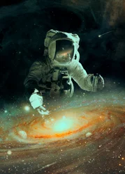 Astronauta sobre a galáxia