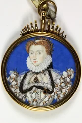 Uma senhora tradicionalmente identificada como Elizabeth I (aguarela e cor de corpo em velino)
