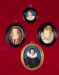 Coleção de miniaturas: Francis Drake (agora na National Portrait Gallery, ver 1619); Elizabeth I (agora na National Portrait Gallery); Isaac Oliver; Elizabeth, Rainha da Boêmia