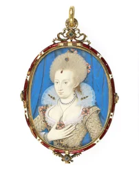 No.3855 Ana da Dinamarca (1574-1619) esposa do rei James I da Inglaterra, c.1610 (velino no cartão de jogo) (ver 109671 para o caso)