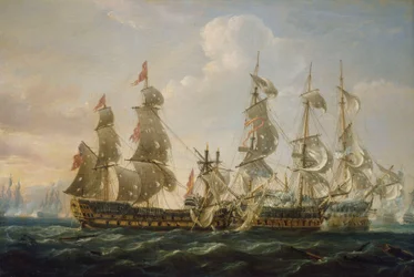 O "Capitão" capturando o "San Nicolas" e o "San Jose" na batalha do Cabo de São Vicente
