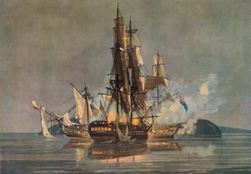 A última ação da fragata franco-britânica, c1815