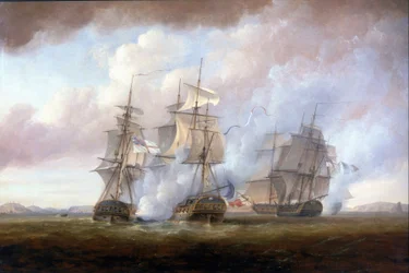 A captura das fragatas francesas "Resistance" e "Constance" pelos HMS "San Fiorenzo" e "Nymphe", em 9 de março