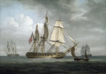 A fragata "Triton", construída em Deptford (Inglaterra) em 1796, juntamente com outros navios. Óleo sobre tela