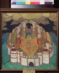 Em memória de quatro reis. Obra de Nicholas Roerich (1874-1947), têmpera sobre papel
