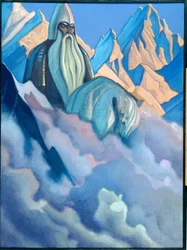 Svyatogor (personagem lendário russo). Pintura de Nicolas (Nicholas) Roerich (1874-1947), têmpera sobre tela