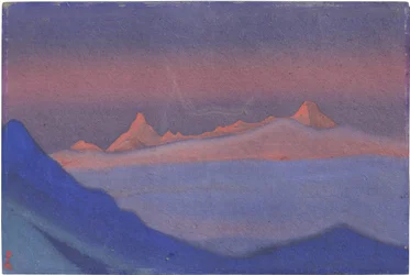 Tangla La par Roerich, Nicholas (1874-1947). Tempera em cartão, tamanho : 30,5x45,7