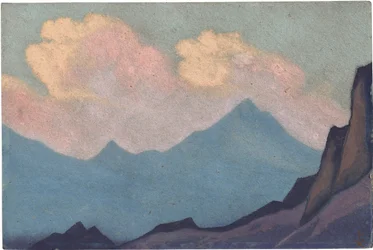 The Himalayas par Roerich, Nicholas (1874-1947). Tempera em cartão, tamanho : 30,5x45,7