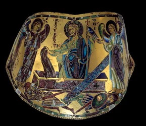 Armilla: A Ressurreição. Meuse cobre e bracelete cerimonial de esmalte. Workshop de Nicolas Verdun (ca. 1130/50-1205) Idade Média, ca. 1170-1180. Paris, Musee Du Louvre