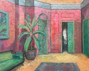 Interior vermelho, 2022-23 (óleo sobre tábua)