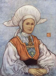 Noruega: Boné branco usado no distrito de Bergen (cor litho)