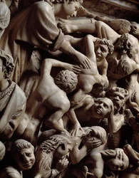 Arte Gótica: Último julgamento, Maldito no inferno, Detalhe de relevos de Púlpito