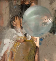 Bolha VI (Rapariga sentada), 2020 (óleo sobre cobre)