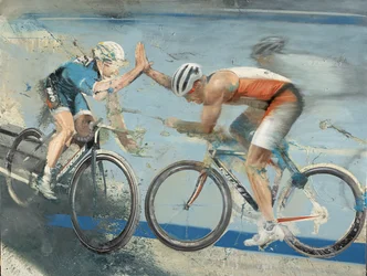 Ciclistas, 2021 (óleo sobre tela)