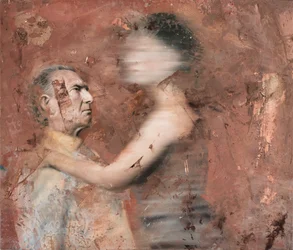 Mulher em movimento com homem, 2019 (óleo sobre tela)