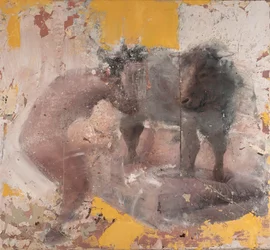 Mulher com touro amarelo, 2018 (óleo sobre tela)