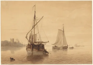 Paisagem do rio com alguns navios