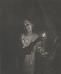 Jovem segurando uma vela em um quarto de dormir, 1690-1715., 1690-1715.