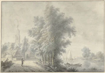 Vista de uma aldeia com torre de igreja