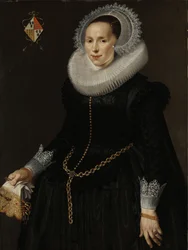 Retrato de Johanna Le Maire, esposa de Pieter van Son, c.1622-29 (óleo sobre painel)