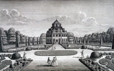 Vista, de, frydenlund, casa, e, jardim