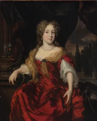 Retrato de uma senhora de vestido vermelho