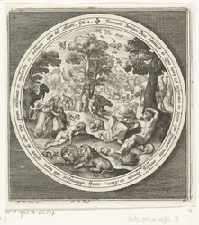 Sexto dia da criação: Deus cria os animais e Adão e Eva
Da criação à expulsão do paraíso (título da série)