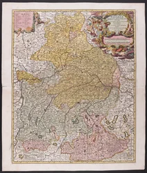 Mapa da Baviera,  Nicolaes Visscher, cartógrafo,  Por volta de 1730,