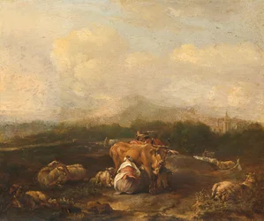 Paisagem italiana com gado