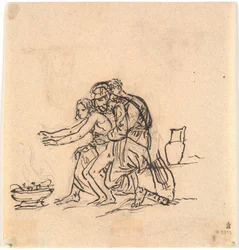 Anacreon e Amaryllis aquecendo as mãos sobre uma bacia