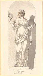 Calliope, a musa da poesia épica como uma estátua em um nicho