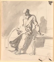 Uma figura masculina antiga sentada, presumivelmente Anacreon