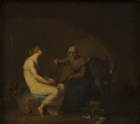 A governanta da gangue de ladrões conforta a jovem contando o mito de Cupido e Psique. Motivo de Apulejus: O burro dourado