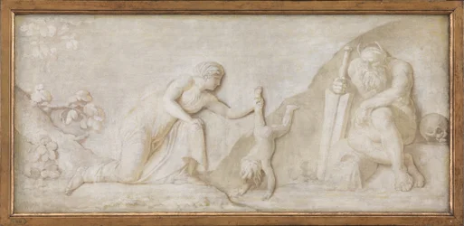 Thetis imergindo seu filho infantil Aquiles no rio Styx para torná-lo invulnerável