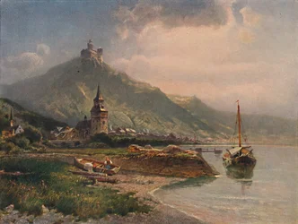 Braubach und die Marksburg, Braubach e Marksburg Castle, 1923.