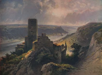Castelo Gutenfels que negligencia Oberwesel, Gutenfels Castelo que negligencia Oberwesel, 1923.
