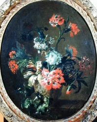 Flores em vaso de pedra (óleo sobre tela)