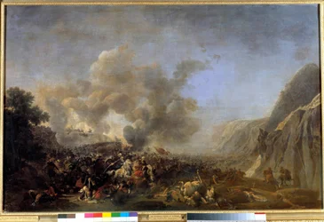 Campanha (Expedição) do Egito (1798-1801): "Batalha de Nazaré, 8/04/1799, a vitória conquistada pelo General Jean Andoche Junot (Jean-Andoche), Duque de Abrantes (1771-1813)" Pintura de Nicolas Taunay (1755-1830) Sol do século XIX. 0,92x1,39 m versailles, 