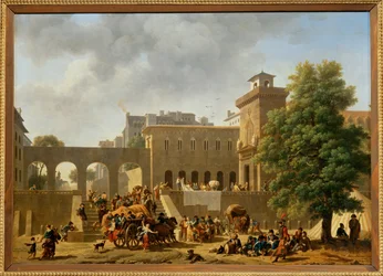O exterior de um hospital militar, também conhecido como "Os Franceses em Itália", Salão 1804 ...